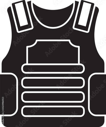 Tableau sur toile Bulletproof vest icon silhouette vector illustration