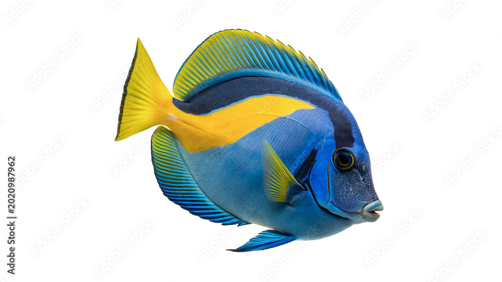 Εκτύπωση καμβά A vibrant tropical blue tang fish surgeonfish swimming peacefully showing bright