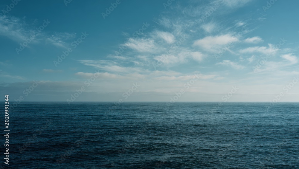 Fototapeta premium Vast Ocean Horizon Under a Cloudy Sky.