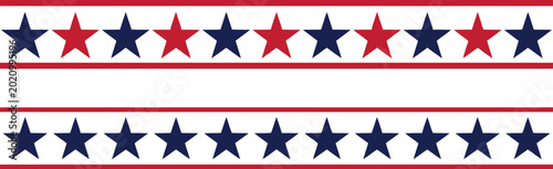 Fotografie Patriotic star border design, alternating red, blue stars, horizontal rows, festive holiday celebrations