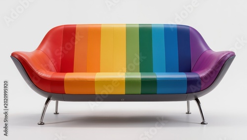 Rainbow Sofa Isolated on White Background
