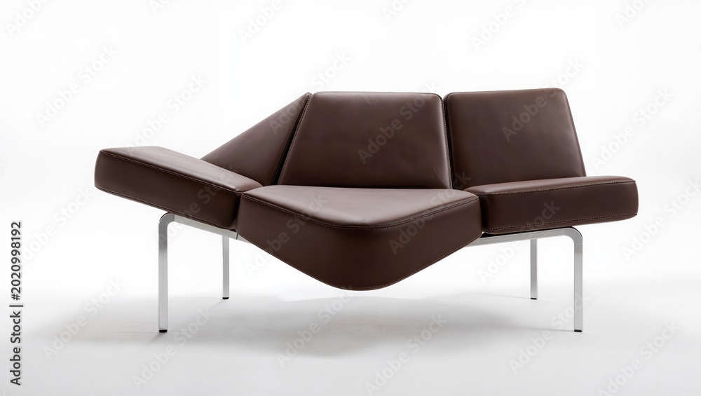 Obraz premium Brown Leather Sofa Isolated on White Background