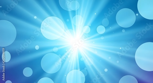 Abstract blue light streaks and bokeh with color burst digital art abstract
