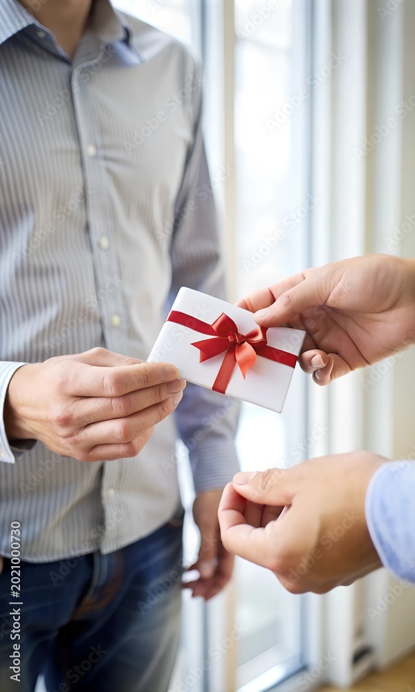 Obraz premium Giving Gift Card Or Voucher