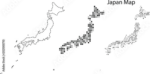 Fotografía A pixelated map of japan in shades of gray