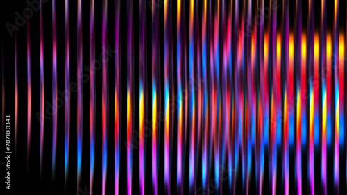 Abstract background with vertical neon glass rods reflecting vibrant pink and blue light in a dark futuristic studio setting with a clean aesthetic