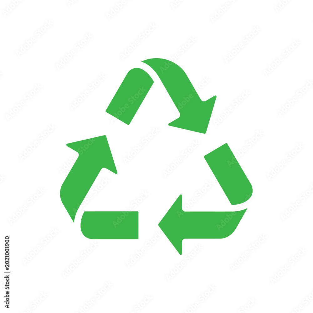 Fototapeta premium Green recycling arrows on white background