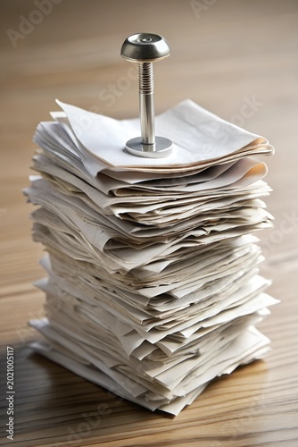 Stacked receipts in paper nail