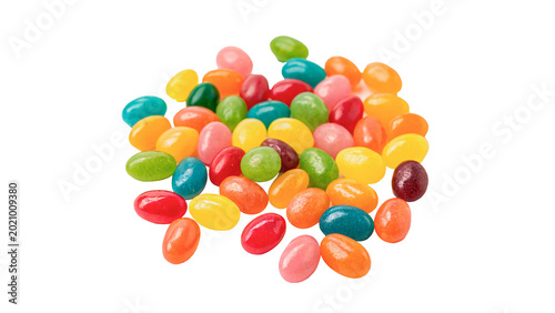 Tableau sur toile A colorful heap pile of sweet jelly beans candy treats of multiple flavors isola