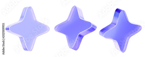Fotografie Set of 3D star icon isolated on transparent background concept of star Transpare