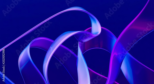 Schilderij op canvas 3D Abstract ribbon background concept of flowing transparent shapes