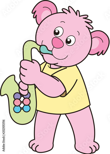 Canvas Print Pink koala playing instrument