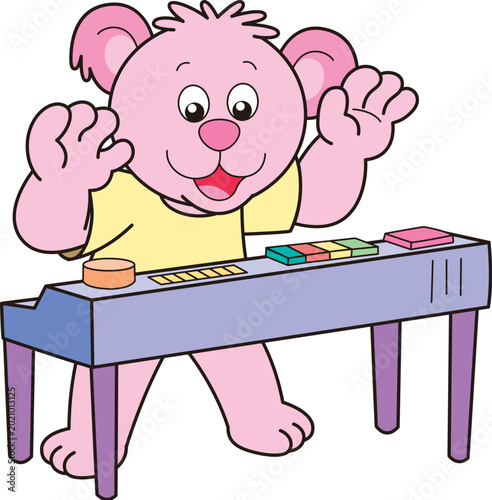 Photography Pink koala playing instrument
