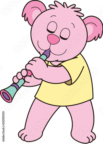 Canvas Print Pink koala playing instrument