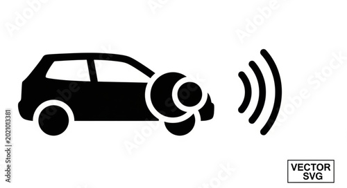 Photos Car sensor icon showing proximity detection signal waves.