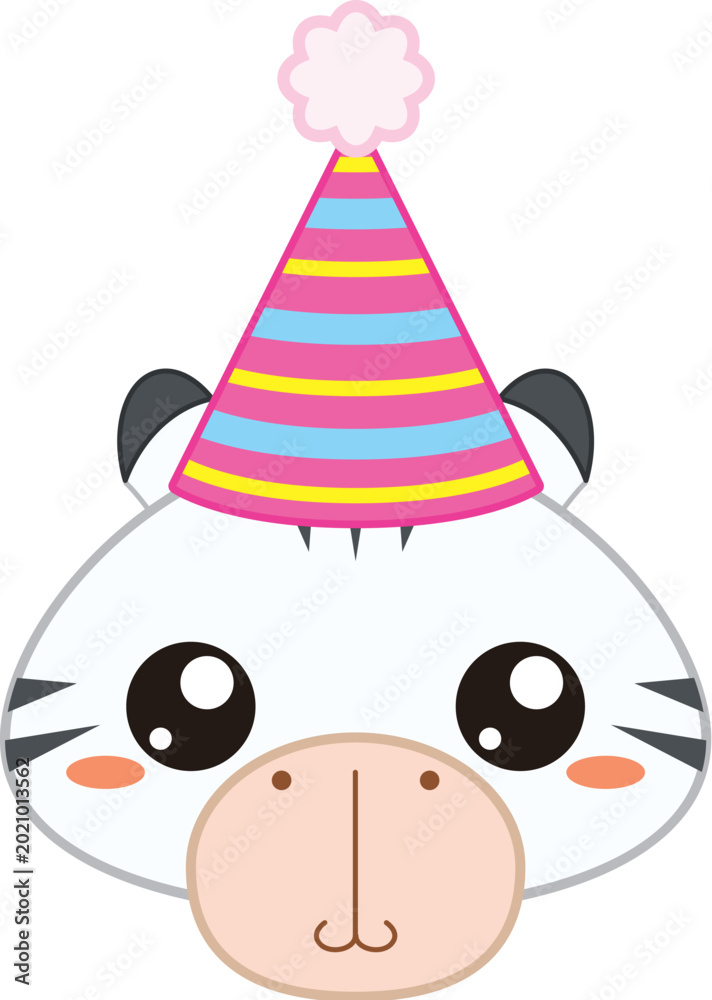 Obraz premium Zebra with birthday hat
