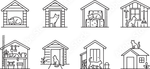 Foto Pet cat house and garden shed construction set for domestic animals