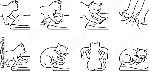 Tableau sur toile Cats kneading blankets and making biscuits paw movement steps