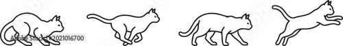 Φωτογραφία Cat movement sequence showing crouching running walking and jumping poses