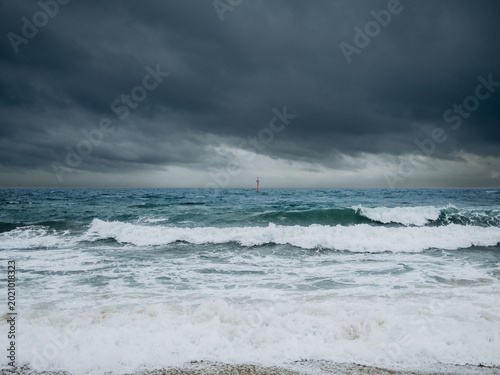 Photography storm over the sea