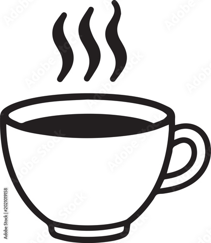 Canvas Print A simple, minimalist illustration of a steaming cup of coffee