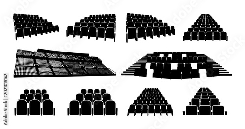Fotografía Auditorium Seating Collection, Cinema Theater Rows, Stadium Bleacher Views, Conf