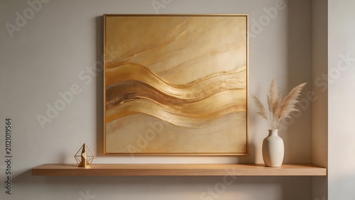 Abstract golden painting on wall