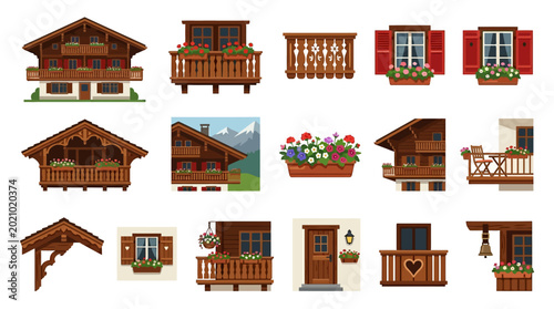 Various Wooden House Porch Details.