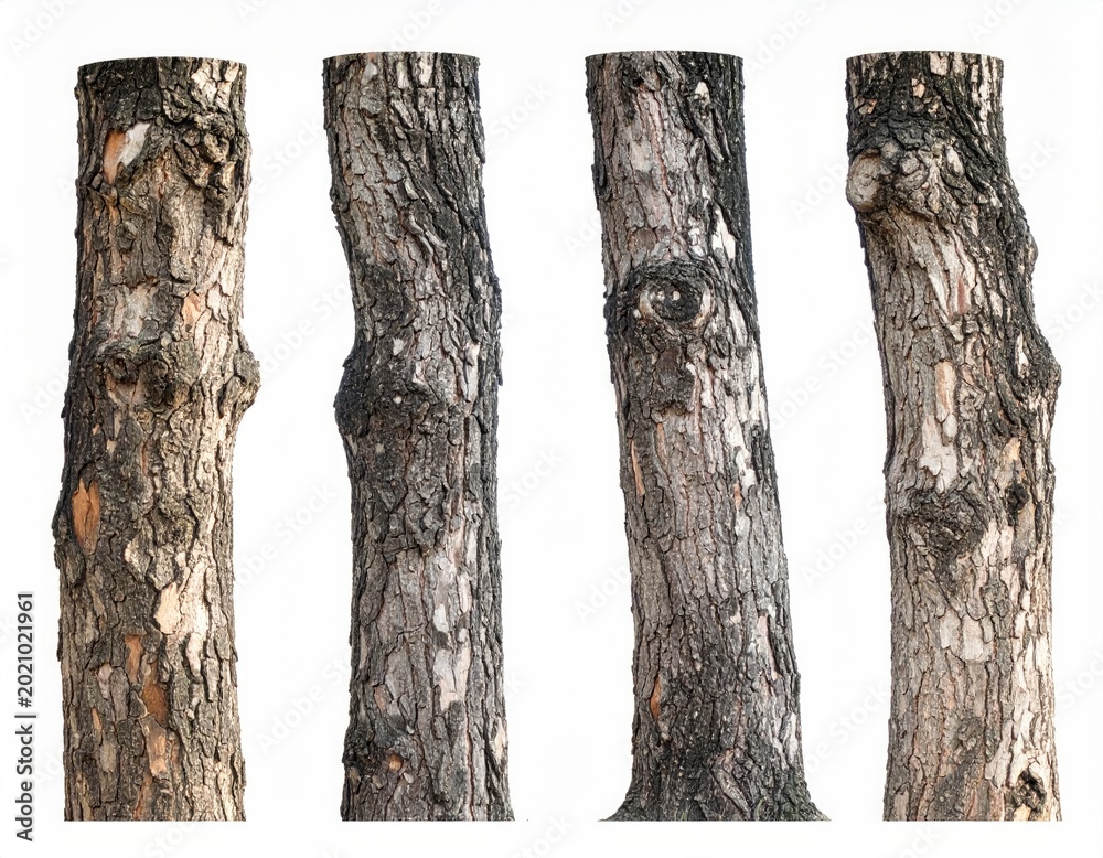Fototapeta premium tree trunks isolated on white background 