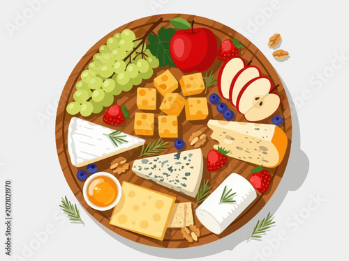 Delicious Cheese Platter with Fruits and Nuts.