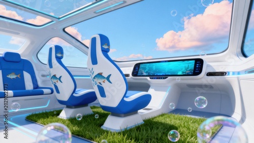 Futuristic underwater vehicle interior