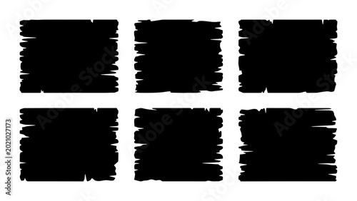 Schilderij op canvas Set of 6 distressed black grunge texture rectangles for graphic design elements