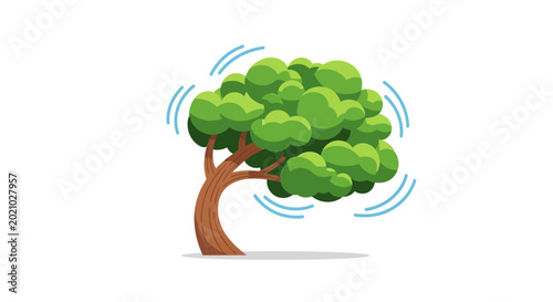 Fotografía Cartoon Tree Swaying in Wind