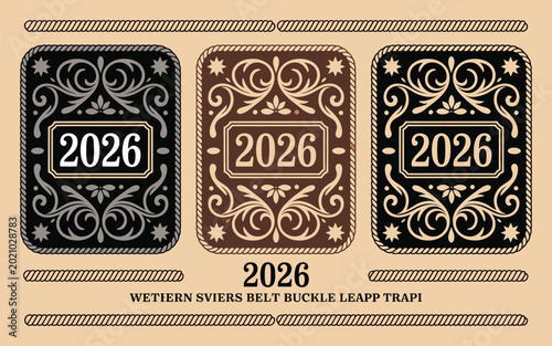 Tableau sur toile Ornate American Classic Old West Medal Emblem Vector Illustration Featuring Typo