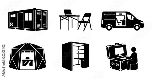 Quadro su tela Mobile Office Solutions, Temporary Workspace, Portable Structures, Remote Work S