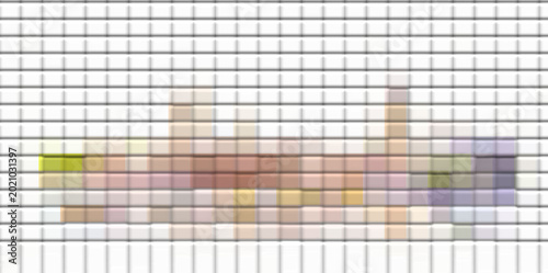 Minimal White Abstract Pixel Mosaic Background with Soft Urban Skyline Silhouette, Modern Digital Texture for Creative Banner and Wallpaper Design