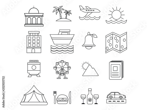 Modern Travel Line Art Icons Collection