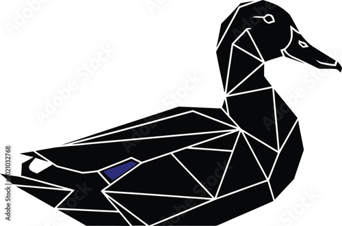 Black Duck Geometric Art on White Background