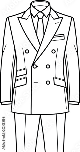 Double Breasted Suit with Tie Isolated on White