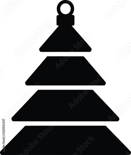 Black Christmas Tree Icon Isolated on White Background