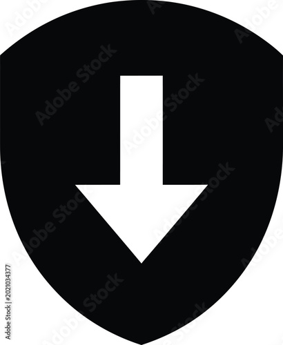 Black Shield with White Down Arrow
