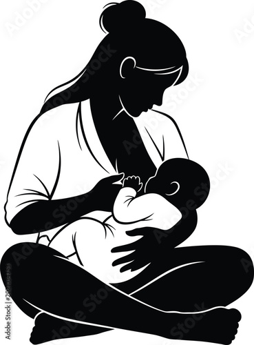 Mother Breastfeeding Baby Silhouette