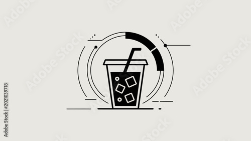 Refreshing drink icon, soda cup symbol, beverage illustration, modern logo design