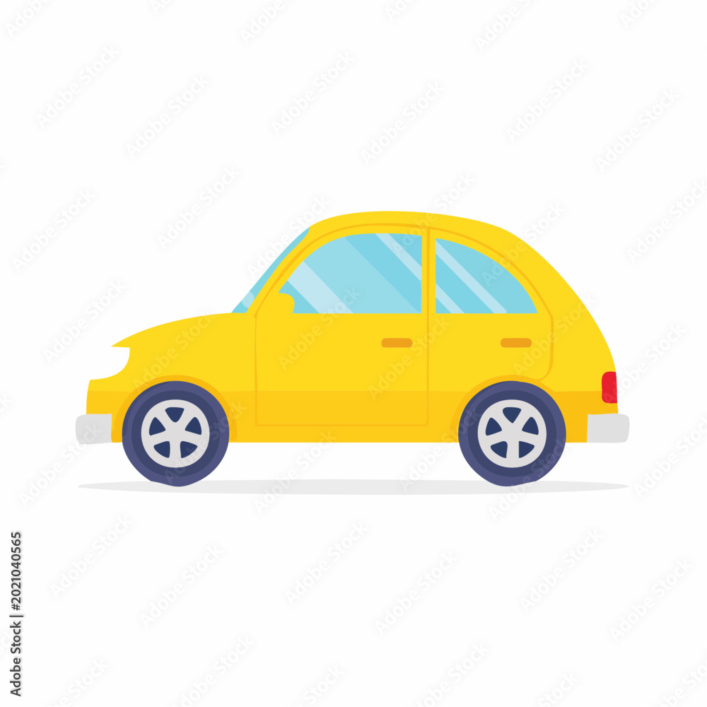 Fototapeta premium Yellow Hatchback Car Illustration