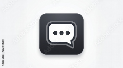 Modern minimalist communication message icon with subtle shadow for digital chat applications and user interface designs, representing new notifications or ongoing dialogue