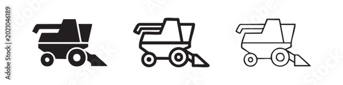 Foto Combine Harvester Agriculture Machine Icon Set