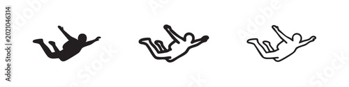 Photography Skydiver Silhouette Icon Set