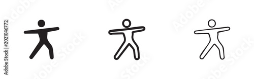 фотографія Person stretching or exercising icon set, representing fitness, health, and phys