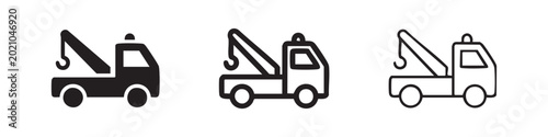 Schilderij op canvas Tow Truck Vehicle Service Icon Set