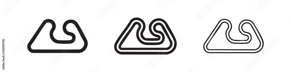 Obraz premium Motor Racing Circuit Race Track Icon Set - Automotive Sports and Speed Symbol